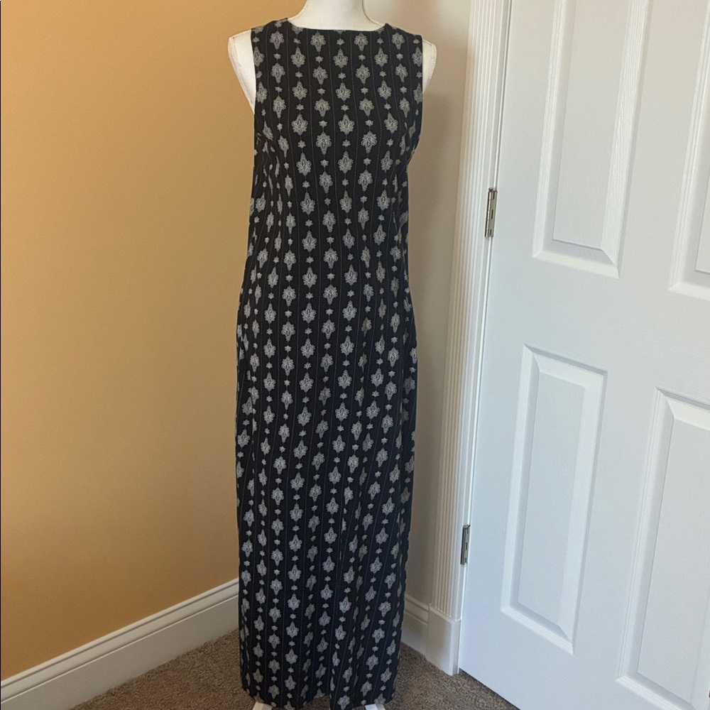Lands' End Black and White Patterned Dress